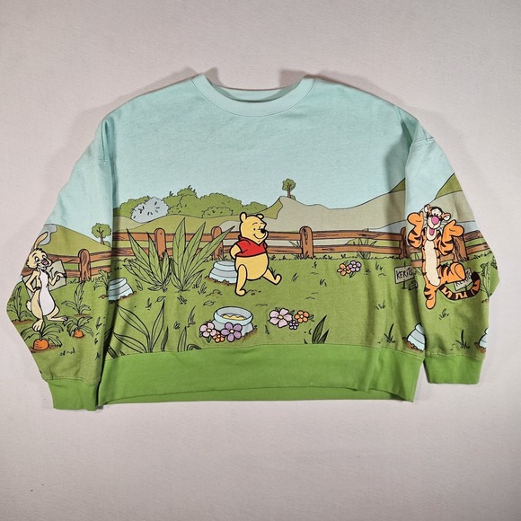 Disney Parks Winnie The Pooh And Friends Sweatshirt Crewneck Size Medium AOP - Picture 2 of 9